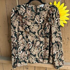 Elegant Paisley Long Sleeve Blouse